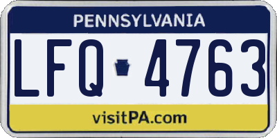 PA license plate LFQ4763