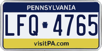PA license plate LFQ4765