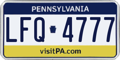 PA license plate LFQ4777