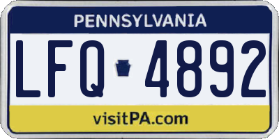 PA license plate LFQ4892