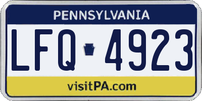 PA license plate LFQ4923