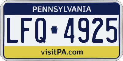 PA license plate LFQ4925