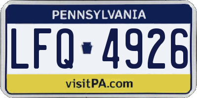 PA license plate LFQ4926