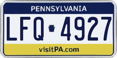 PA license plate LFQ4927