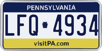 PA license plate LFQ4934