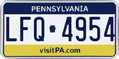 PA license plate LFQ4954