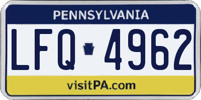 PA license plate LFQ4962
