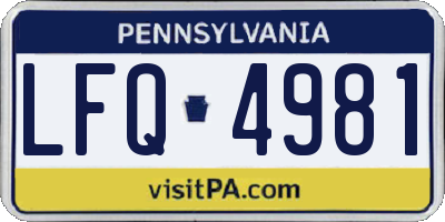PA license plate LFQ4981