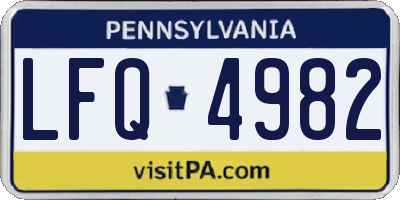 PA license plate LFQ4982
