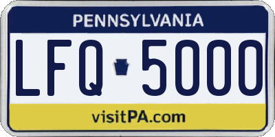 PA license plate LFQ5000