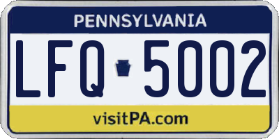 PA license plate LFQ5002
