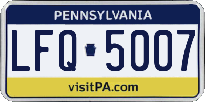 PA license plate LFQ5007