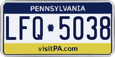 PA license plate LFQ5038