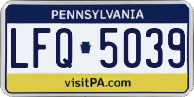 PA license plate LFQ5039
