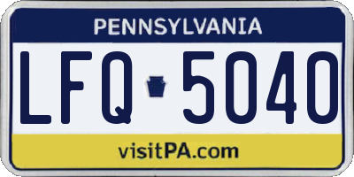 PA license plate LFQ5040