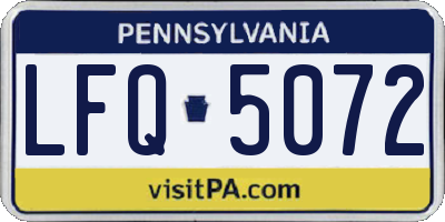 PA license plate LFQ5072