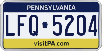 PA license plate LFQ5204