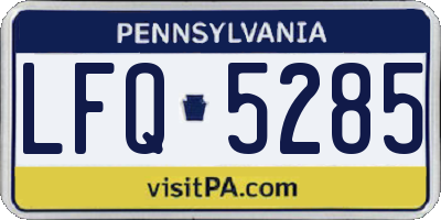 PA license plate LFQ5285