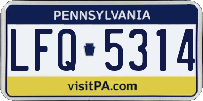 PA license plate LFQ5314