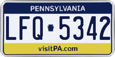 PA license plate LFQ5342
