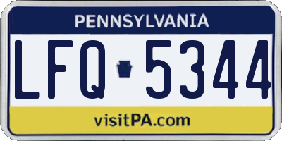 PA license plate LFQ5344