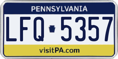 PA license plate LFQ5357