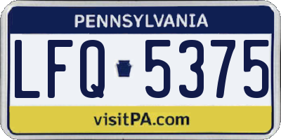 PA license plate LFQ5375