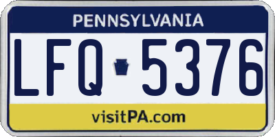 PA license plate LFQ5376