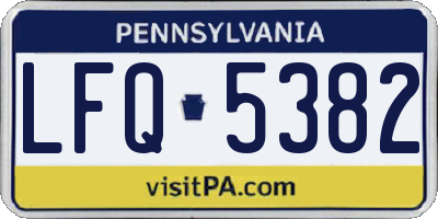 PA license plate LFQ5382