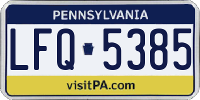 PA license plate LFQ5385