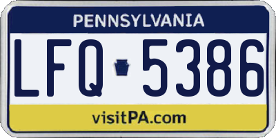 PA license plate LFQ5386