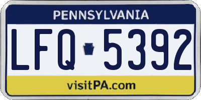 PA license plate LFQ5392