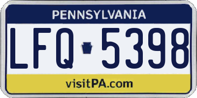 PA license plate LFQ5398