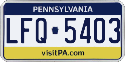 PA license plate LFQ5403