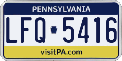 PA license plate LFQ5416
