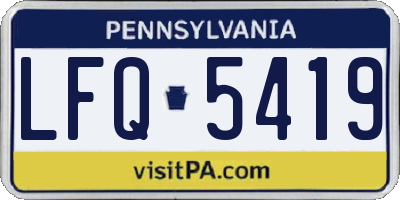 PA license plate LFQ5419