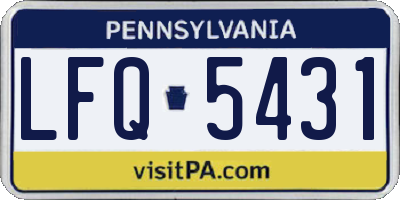 PA license plate LFQ5431