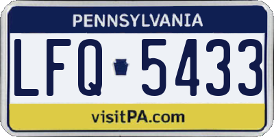 PA license plate LFQ5433