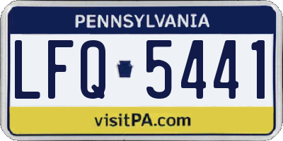 PA license plate LFQ5441