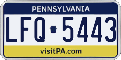 PA license plate LFQ5443