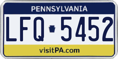 PA license plate LFQ5452