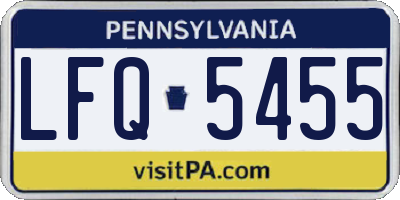 PA license plate LFQ5455