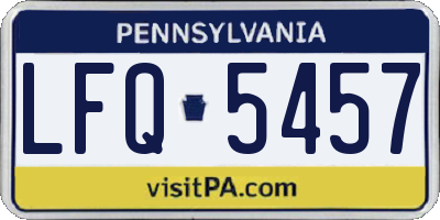 PA license plate LFQ5457