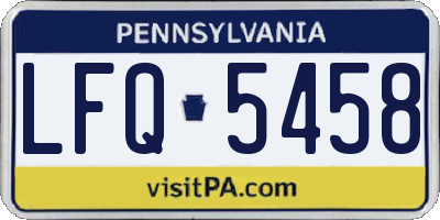 PA license plate LFQ5458