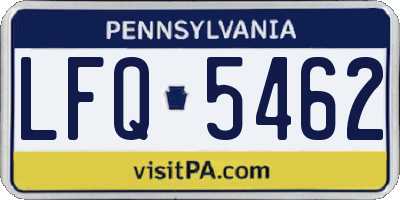 PA license plate LFQ5462