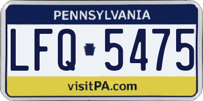 PA license plate LFQ5475