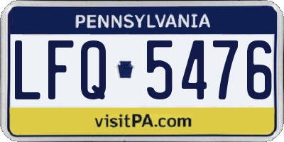 PA license plate LFQ5476