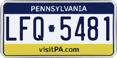 PA license plate LFQ5481
