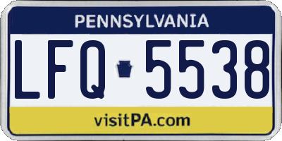 PA license plate LFQ5538