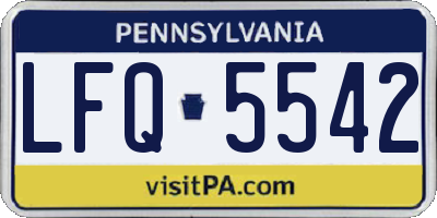 PA license plate LFQ5542